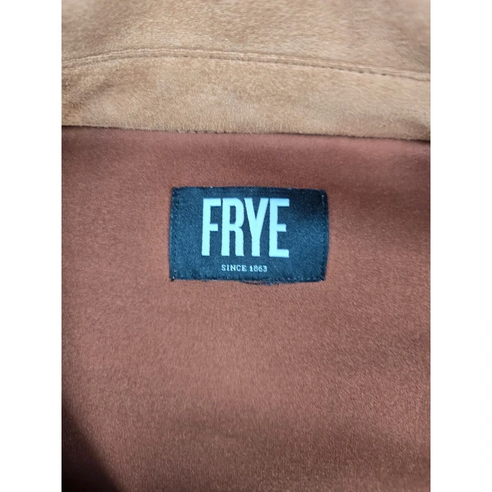 Frye Shirt Jacket Mens‎ 2XL Brown Faux Suede Snap Front Shacket Workwear